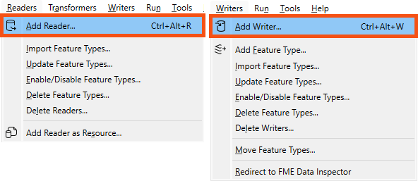 Adding a reader or writer using the menu